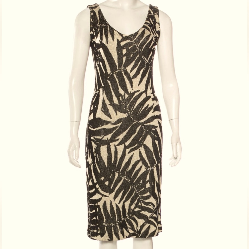 St. John - Embellished Patterned Dress - Size: M